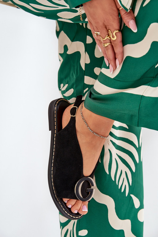 Lygiapadės basutės su ornamentais juodos spalvos Haliones Lygiapadės basutės su ornamentais juodos spalvos Haliones