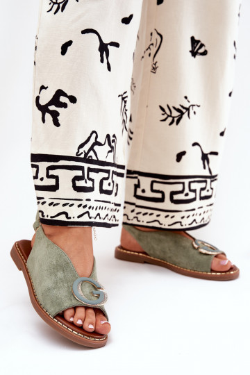 Lygiapadės basutės su ornamentais žalios spalvos Haliones 2