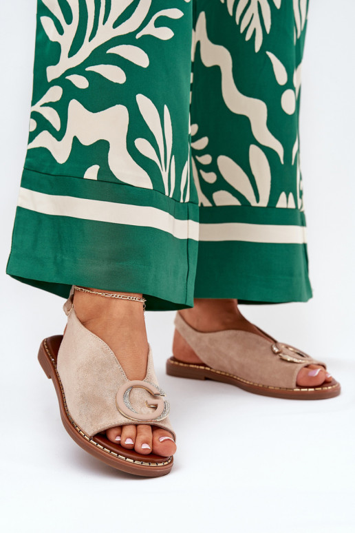 Lygiapadės basutės su ornamentais smėlio spalvos Haliones Lygiapadės basutės su ornamentais smėlio spalvos Haliones