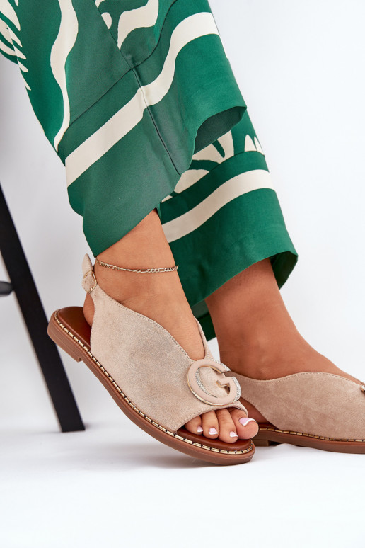 Lygiapadės basutės su ornamentais smėlio spalvos Haliones Lygiapadės basutės su ornamentais smėlio spalvos Haliones