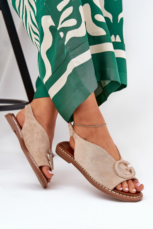 Lygiapadės basutės su ornamentais smėlio spalvos Haliones Lygiapadės basutės su ornamentais smėlio spalvos Haliones