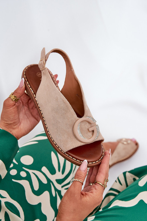 Lygiapadės basutės su ornamentais smėlio spalvos Haliones Lygiapadės basutės su ornamentais smėlio spalvos Haliones