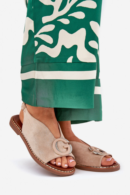 Lygiapadės basutės su ornamentais smėlio spalvos Haliones Lygiapadės basutės su ornamentais smėlio spalvos Haliones