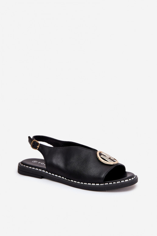 lygiapadžiai Elegantiško stiliaus basutės su ornamentais juodos spalvos Iseliria lygiapadžiai Elegantiško stiliaus basutės su ornamentais juodos spalvos Iseliria