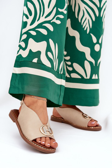 lygiapadžiai Elegantiško stiliaus basutės su ornamentais smėlio spalvos Iseliria