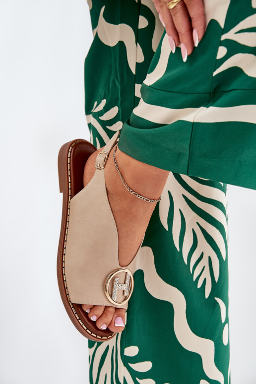 lygiapadžiai Elegantiško stiliaus basutės su ornamentais smėlio spalvos Iseliria lygiapadžiai Elegantiško stiliaus basutės su ornamentais smėlio spalvos Iseliria