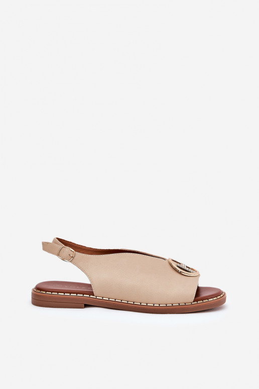 lygiapadžiai Elegantiško stiliaus basutės su ornamentais smėlio spalvos Iseliria lygiapadžiai Elegantiško stiliaus basutės su ornamentais smėlio spalvos Iseliria