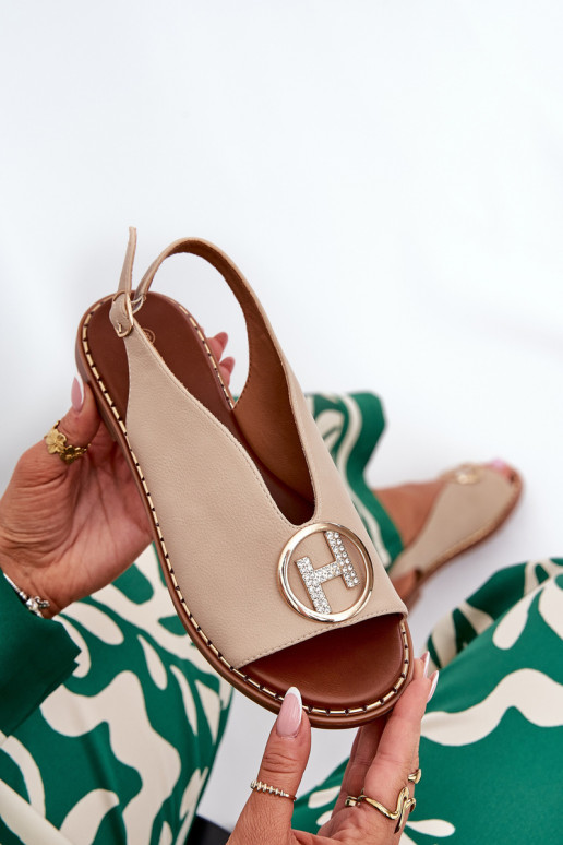 lygiapadžiai Elegantiško stiliaus basutės su ornamentais smėlio spalvos Iseliria lygiapadžiai Elegantiško stiliaus basutės su ornamentais smėlio spalvos Iseliria