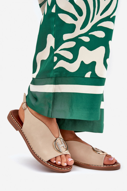 lygiapadžiai Elegantiško stiliaus basutės su ornamentais smėlio spalvos Iseliria lygiapadžiai Elegantiško stiliaus basutės su ornamentais smėlio spalvos Iseliria