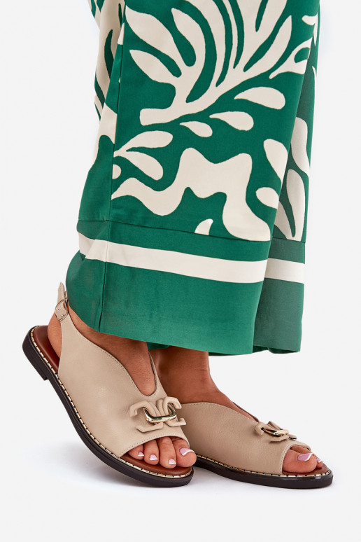 basutės su plačiais kulniukais su ornamentais iš eko odos smėlio spalvos Tillireta