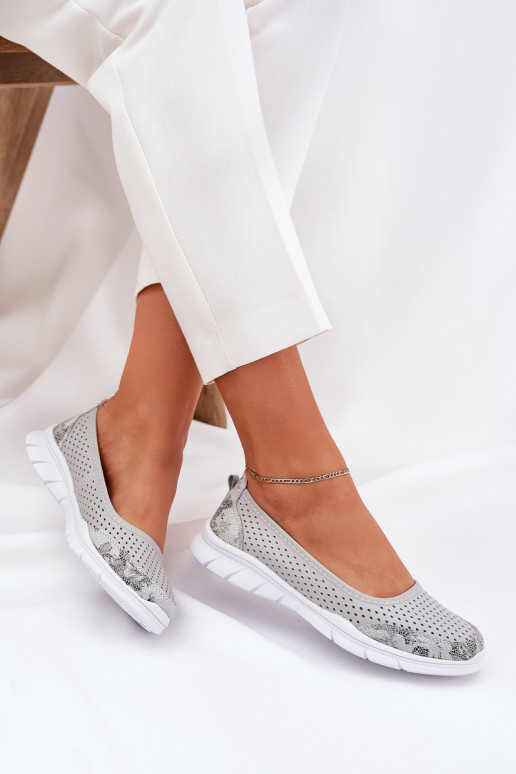 Oda Ažūrinės balerinos Vinceza 95323 pilkos spalvos