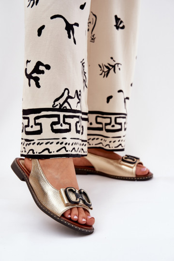 Lygiapadės basutės su ornamentais Eko Oda aukso spalvos Lilria