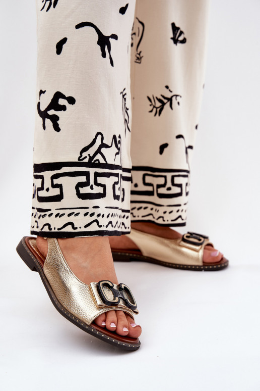 Lygiapadės basutės su ornamentais Eko Oda aukso spalvos Lilria