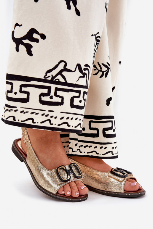 Lygiapadės basutės su ornamentais Eko Oda aukso spalvos Lilria