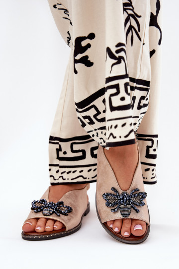 su blizgesiu Moteriškos basutės su ornamentais lygiapadžiai rausvo aukso spalvos Russona 2