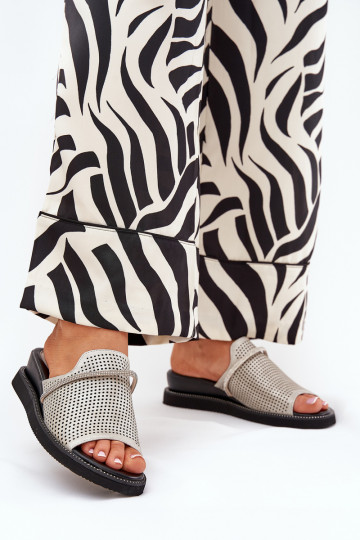 Moteriškos šlepetės Ant pleišto Su dekoratyvine juostele sidabro spalvos TeriĮes