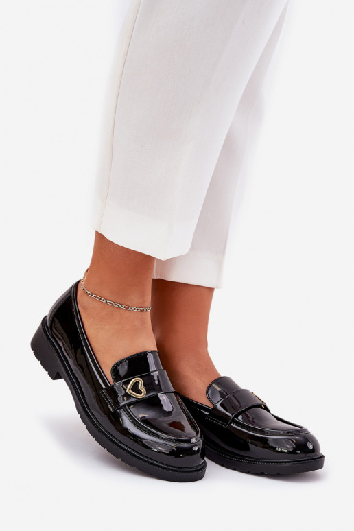 Lakuoti mokasinai Moteriškas Su Širdimi S.Barski HY51-379 juodos spalvos