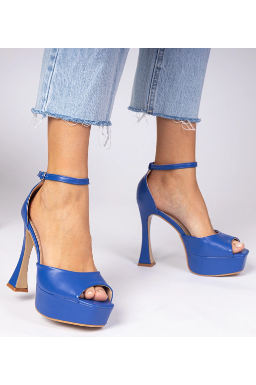 Mėlyni aukštakulniai sandalai Tesli