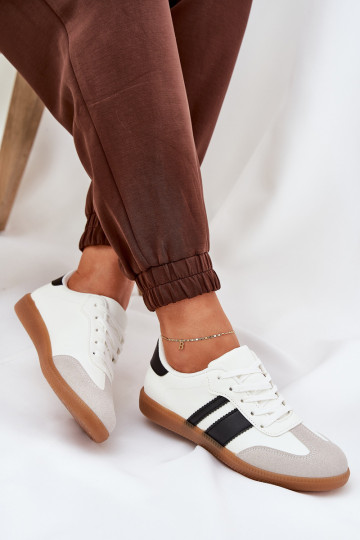 Žemas Sneakers modelio batai Moteriškas iš eko odos baltos spalvos Nonalorin