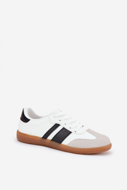 Žemas Sneakers modelio batai Moteriškas iš eko odos baltos spalvos Nonalorin Žemas Sneakers modelio batai Moteriškas iš eko odos baltos spalvos Nonalorin