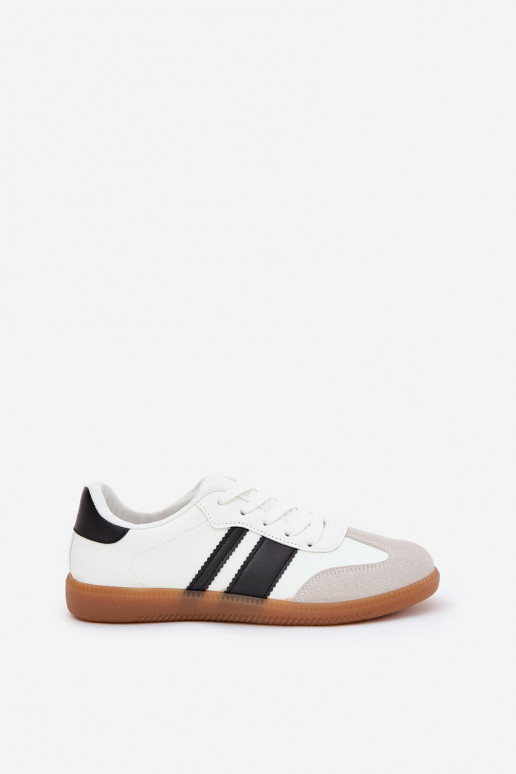 Žemas Sneakers modelio batai Moteriškas iš eko odos baltos spalvos Nonalorin Žemas Sneakers modelio batai Moteriškas iš eko odos baltos spalvos Nonalorin