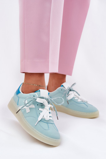 Žemas sportiniai bateliai Moteriškas su leopardo kailio raštais mėtinės spalvos Zelevelis