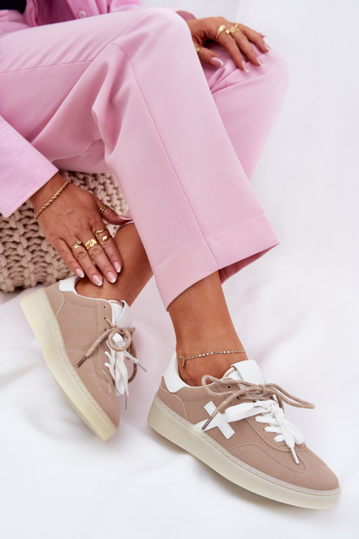 Žemas sportiniai bateliai Moteriškas smėlio spalvos Zelevelis Žemas sportiniai bateliai Moteriškas smėlio spalvos Zelevelis