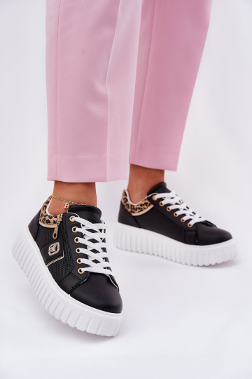 sportiniai bateliai Moteriškas su platforma iš eko odos su leopardo kailio raštais juodos spalvos Velionna 2