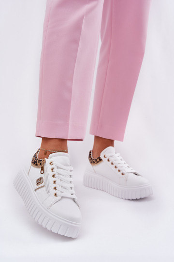 sportiniai bateliai Moteriškas su platforma iš eko odos su leopardo kailio raštais baltos spalvos Velionna