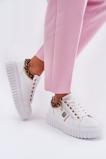 sportiniai bateliai Moteriškas su platforma iš eko odos su leopardo kailio raštais baltos spalvos Velionna 2