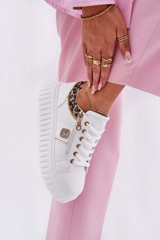 sportiniai bateliai Moteriškas su platforma iš eko odos su leopardo kailio raštais baltos spalvos Velionna