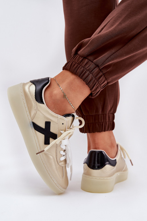 Žemas sportiniai bateliai Moteriškas aukso spalvos Zelevelis Žemas sportiniai bateliai Moteriškas aukso spalvos Zelevelis