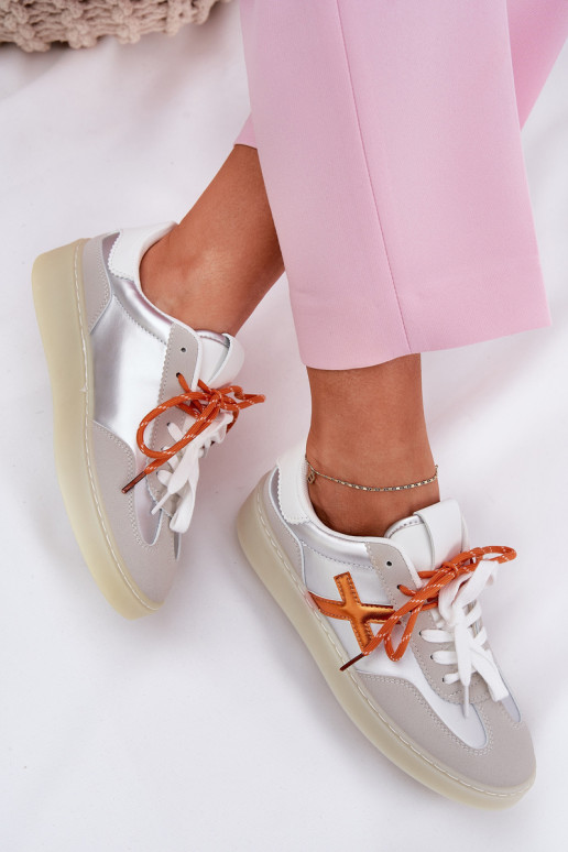 Žemas sportiniai bateliai Moteriškas sidabro spalvos Zelevelis Žemas sportiniai bateliai Moteriškas sidabro spalvos Zelevelis