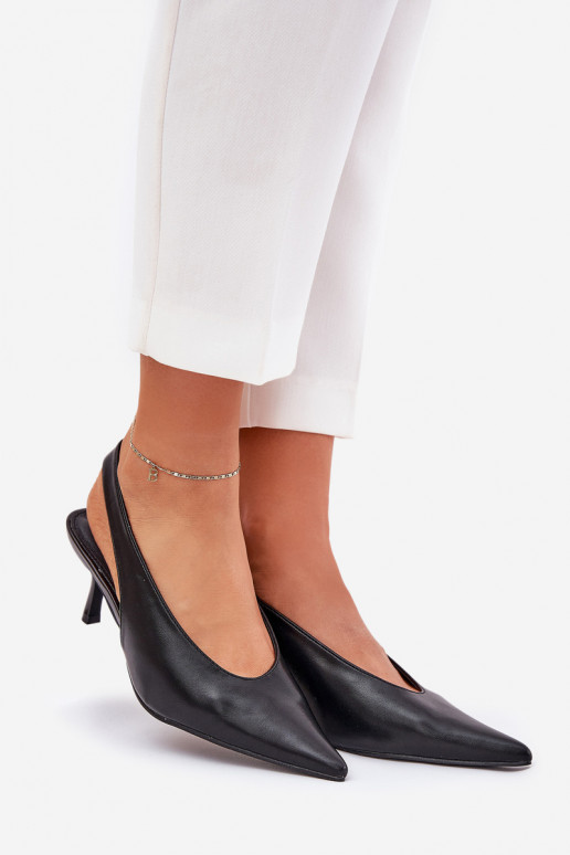 aukštakulniai bateliai su atviru kulnu Eko Oda juodos spalvos Aricandia