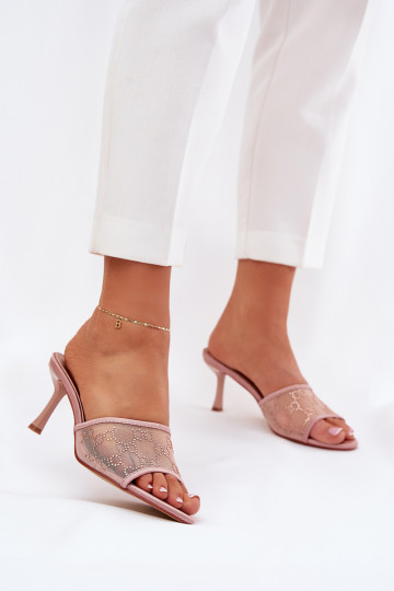 Dekoruotos Šlepetės su plonais kulniukais Szampańskie Ennoriel 2