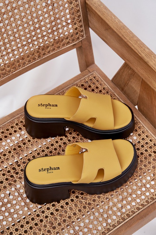 Moteriškos šlepetės su platforma I Tai turisyvi Obcasie geltonos spalvos Rizana