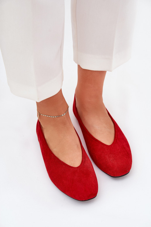 klasikinio modelio balerinos iš dirbtinės zomšos raudonos spalvos Osallin