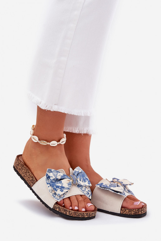 Moteriškas Šlepetės su kaspinais su platforma mėlynos spalvos Lisandrea