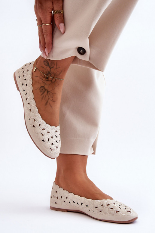 Blizgantys ažūriniai bateliai smėlio spalvos Visionary