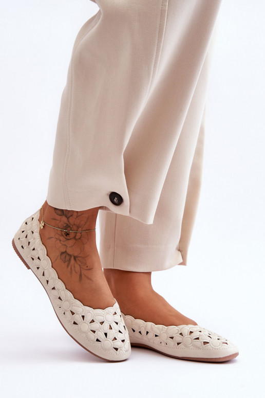 Blizgantys ažūriniai bateliai smėlio spalvos Visionary