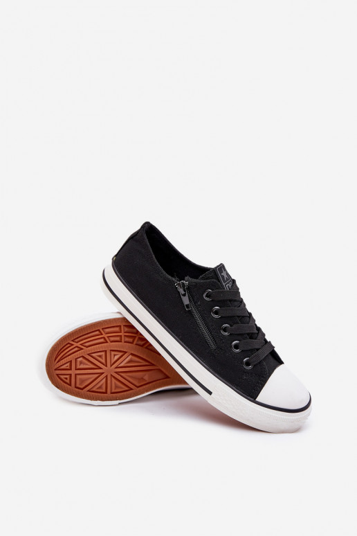 Vaikiški lygiapadžiai sportbačiai su raišteliais juodos spalvos Tai turirgo