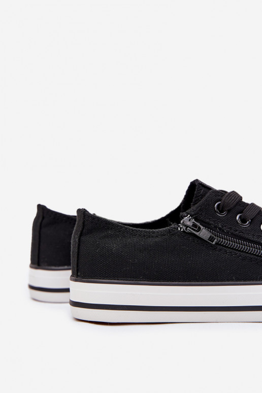 Vaikiški lygiapadžiai sportbačiai su raišteliais juodos spalvos Tai turirgo