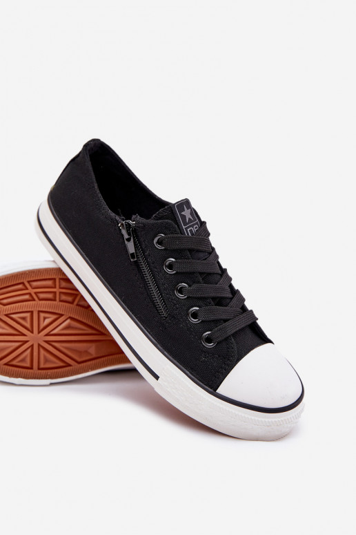 Vaikiški lygiapadžiai sportbačiai su raišteliais juodos spalvos Tai turirgo