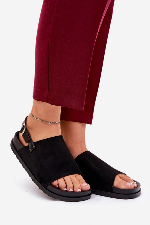 Moteriškos basutės Z iš eko zomšosu su platforma juodos spalvos Migola