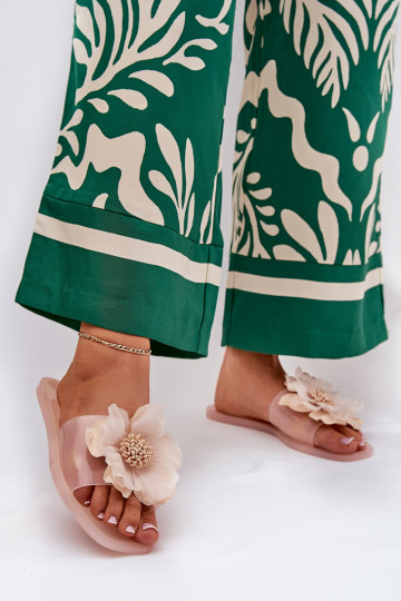 Perregimi lygiapadžiai Moteriškos šlepetės Ze Sztucznym Gėlė Nude Vobetta 2