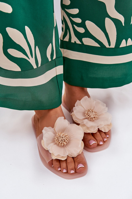 Perregimi lygiapadžiai Moteriškos šlepetės Ze Sztucznym Gėlė Nude Vobetta