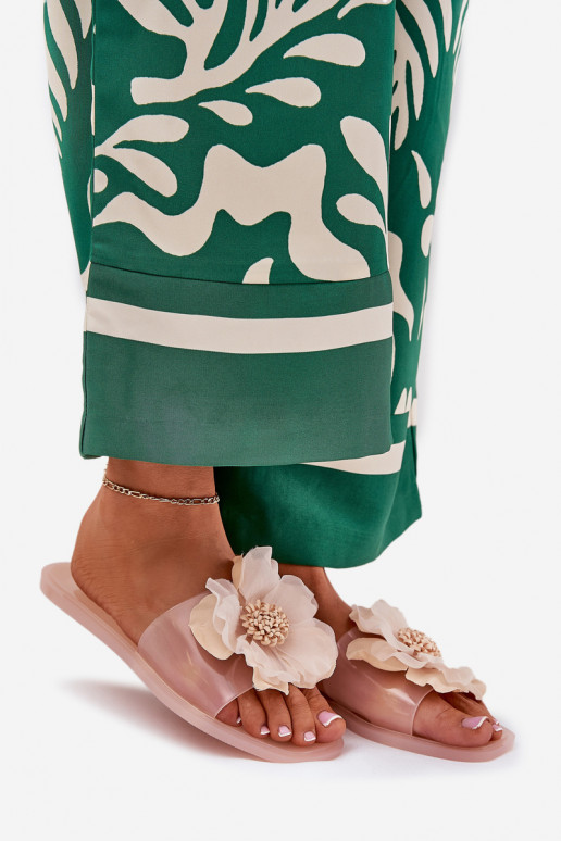 Perregimi lygiapadžiai Moteriškos šlepetės Ze Sztucznym Gėlė Nude Vobetta