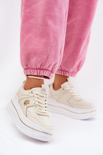 Moteriškas sportiniai bateliai su platforma smėlio spalvos Caldeno