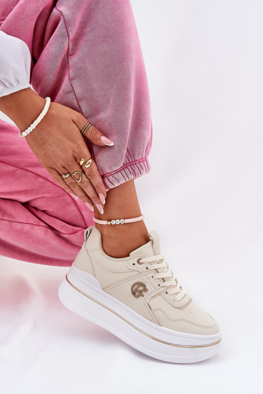 Moteriškas sportiniai bateliai su platforma smėlio spalvos Caldeno