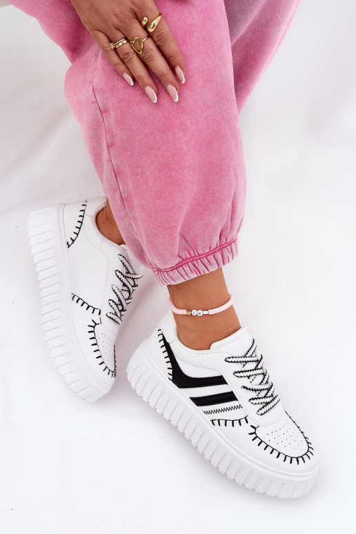 Sneakers modelio batai Moteriškas su platforma Baltos-juodos spalvos Ofenale